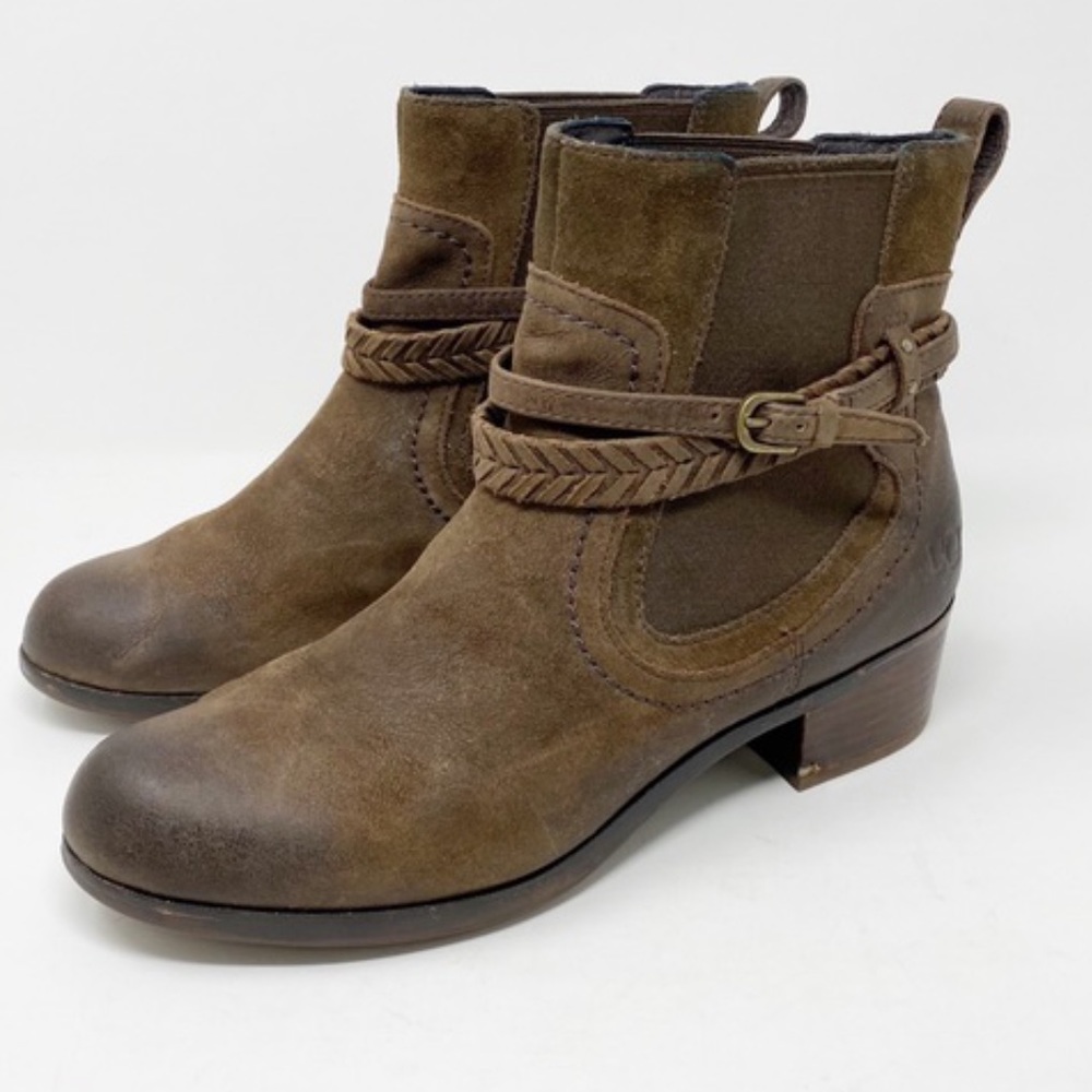 UGG Krewe Boots Brown Leather Harness Moto booties